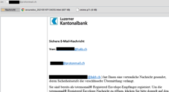 Sie erkennen die E-Mails der LUKB anhand der E-Mail Adresse …@lukb.ch. 